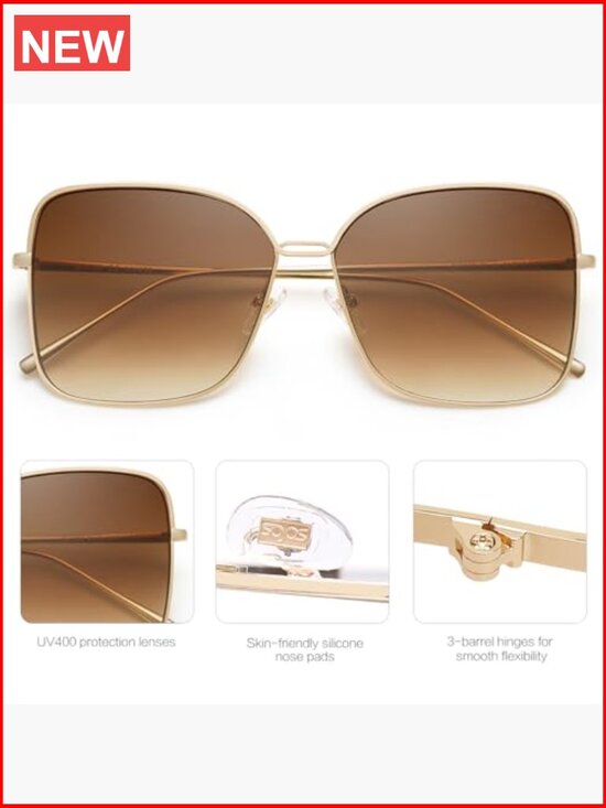 TRENDY OVERSIZED SQUARE SUNGLASSES UV400 PROTECTION LARGE FRAME